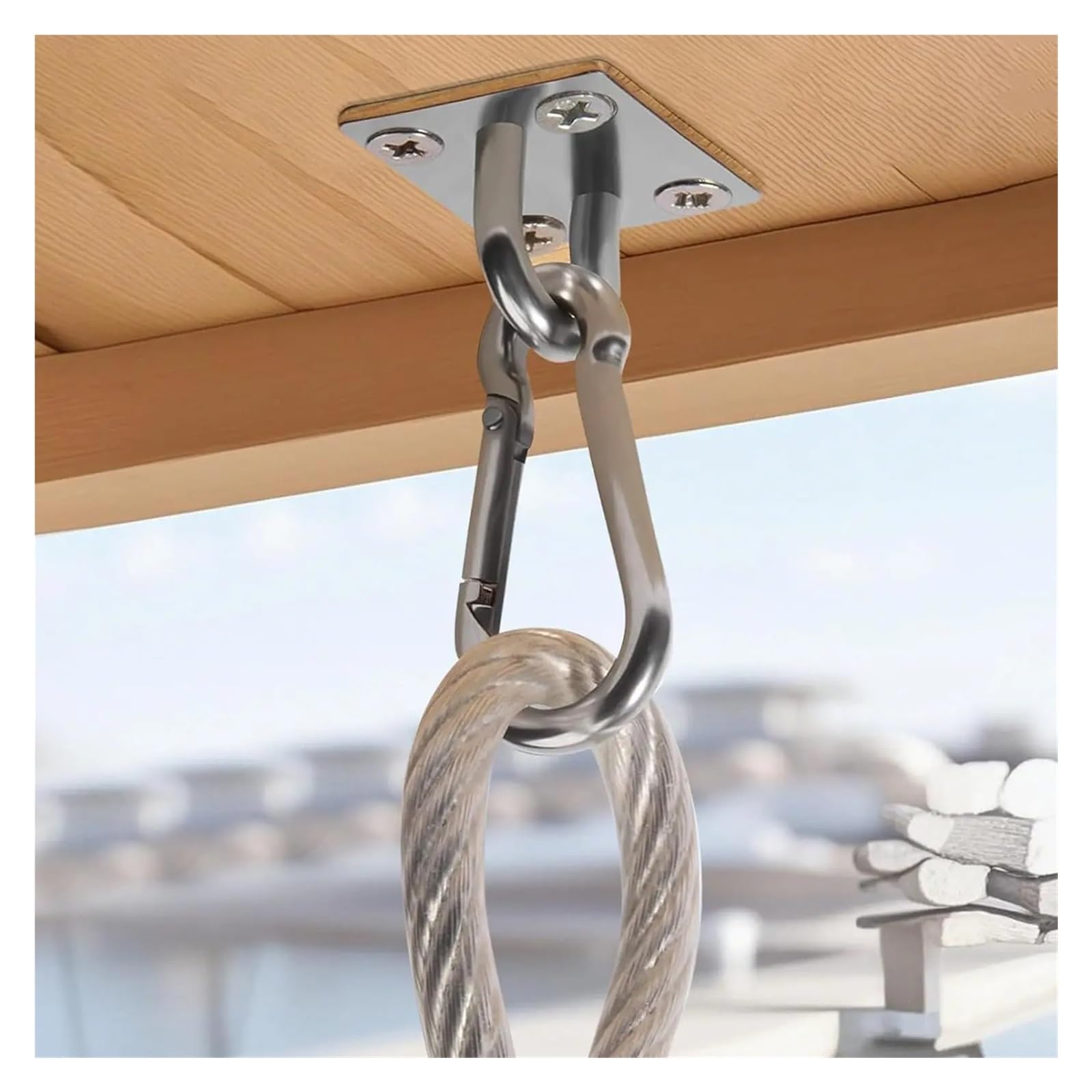 Eye Pate 16 Stück quadratische Pad-Ösenplatten-Haken, Edelstahl, Deckenaufhängung, Wandmontage, Pflanzenhängematte, Aufhänger, Marine-Hardware, Heftklammern mit Schrauben (M8)