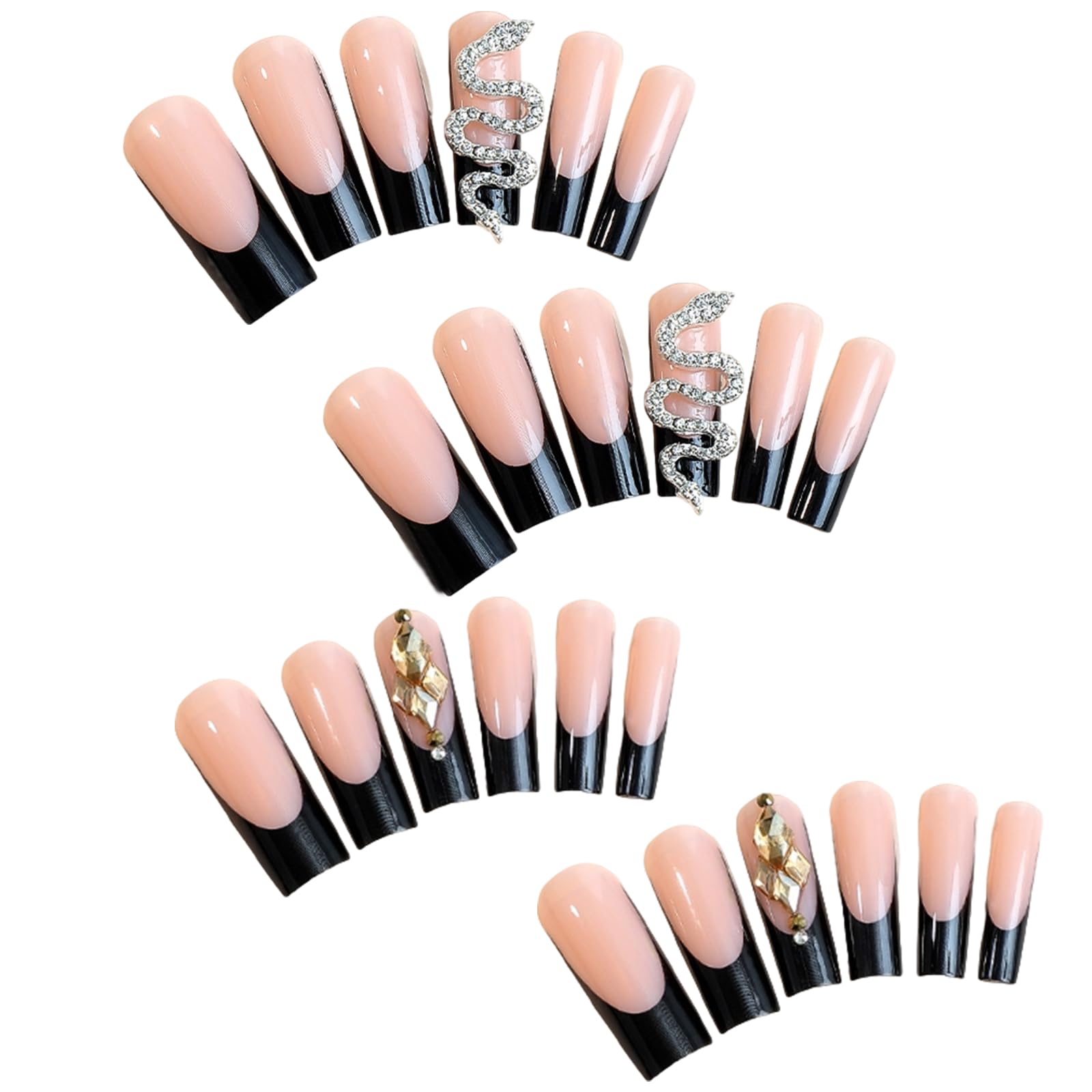 24 Pcs Extra Long False Nailsfor Women