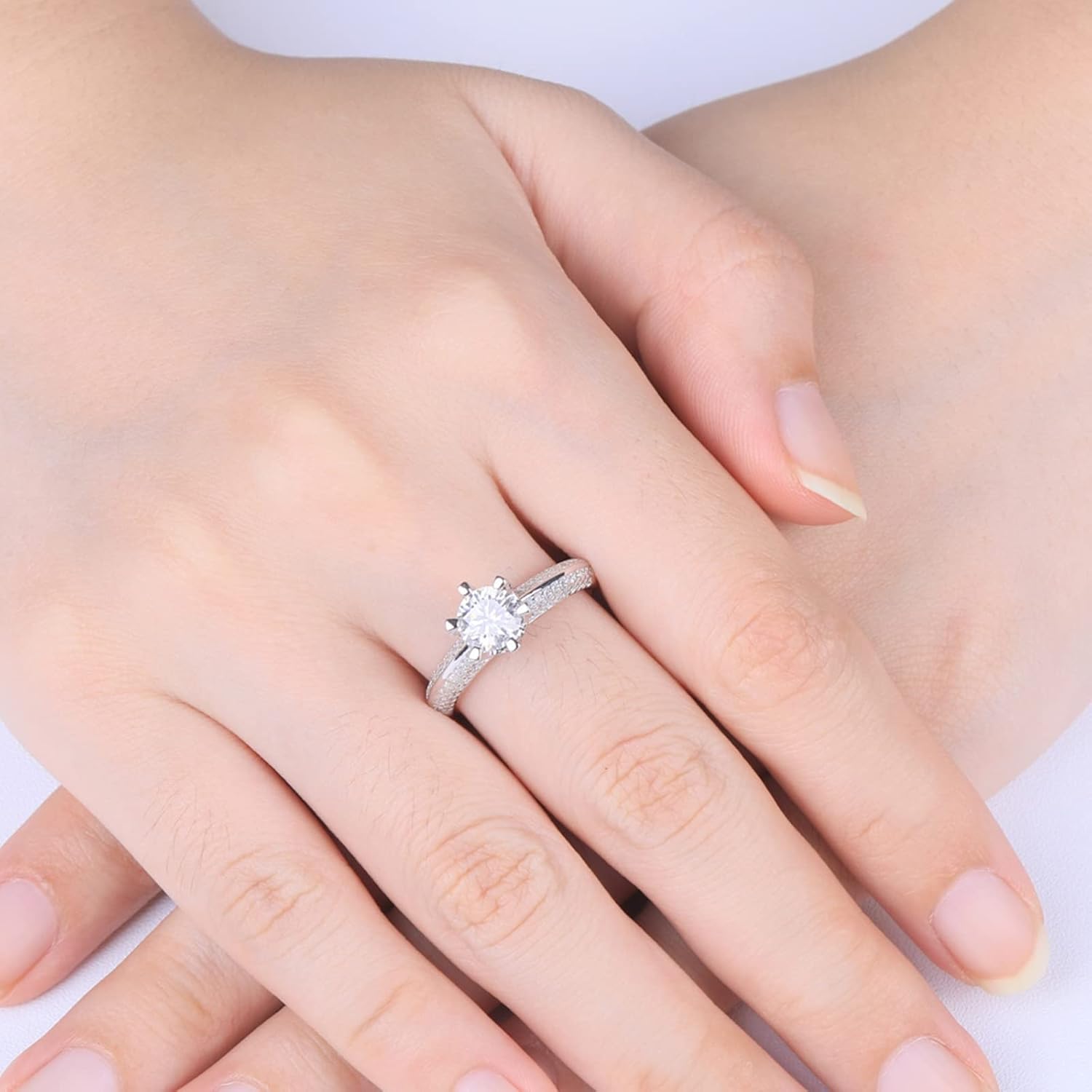 Women's Ring Engagement Promise Rings for Girlfriend 6 Prong Solitaire Design Moissanite Promise Ring Vintage for Women
