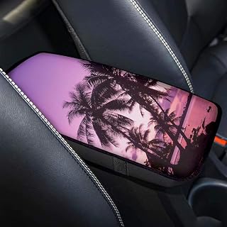 chaqlin Consola central de coche con estampado de palmera para mujeres, regalos para mujeres, almohadillas universales para reposabrazos de color rosa, aptas para la mayoría de vehículos, SUV,
