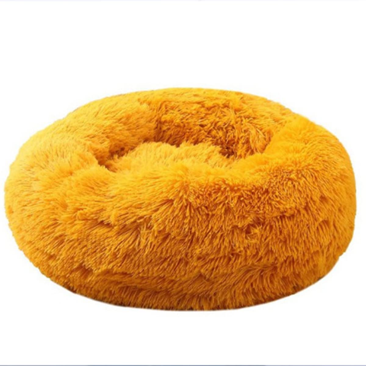 Calming Dog Bed Cat Bed, Washable Round Dog Bed Anti-Slip Fluffy Faux Plush Donut Cuddler Cat Bed for Small Medium Large Dogs - Waterproof Bottom diameter32in