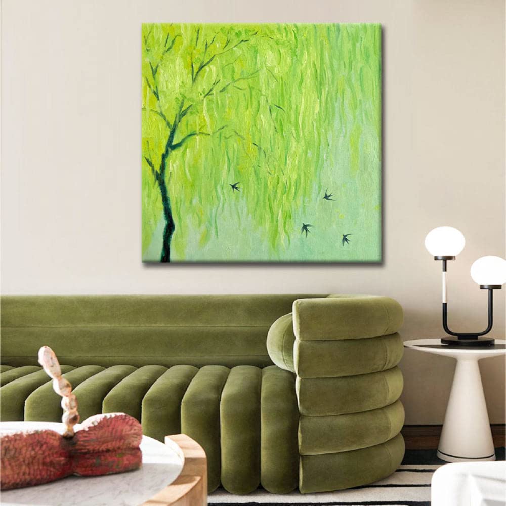Peinture à l'huile sur toile vert abstrait pour une ambiance zen chez soi