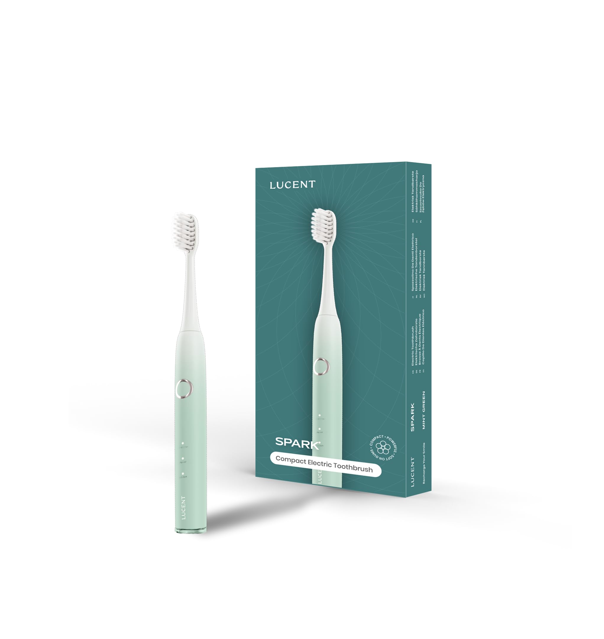 Spark Sonic Elektrische Zahnbürste. Stilvoll, sanft und effektiv, 25 Tage Akkulaufzeit, wasserdicht (Mintgrün)