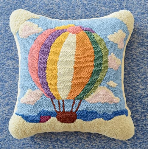 Rqwybcaxn Segmento 3D Ricamo Cuscino Gancio Di Chiusura Serie Palloncino Gancio Di Chiusura Fai-Da-Te Tappeto Kit Modello Cuscino Stampato Uncinetto Per Bambini Adulti 17X17 Pollici Artigianato