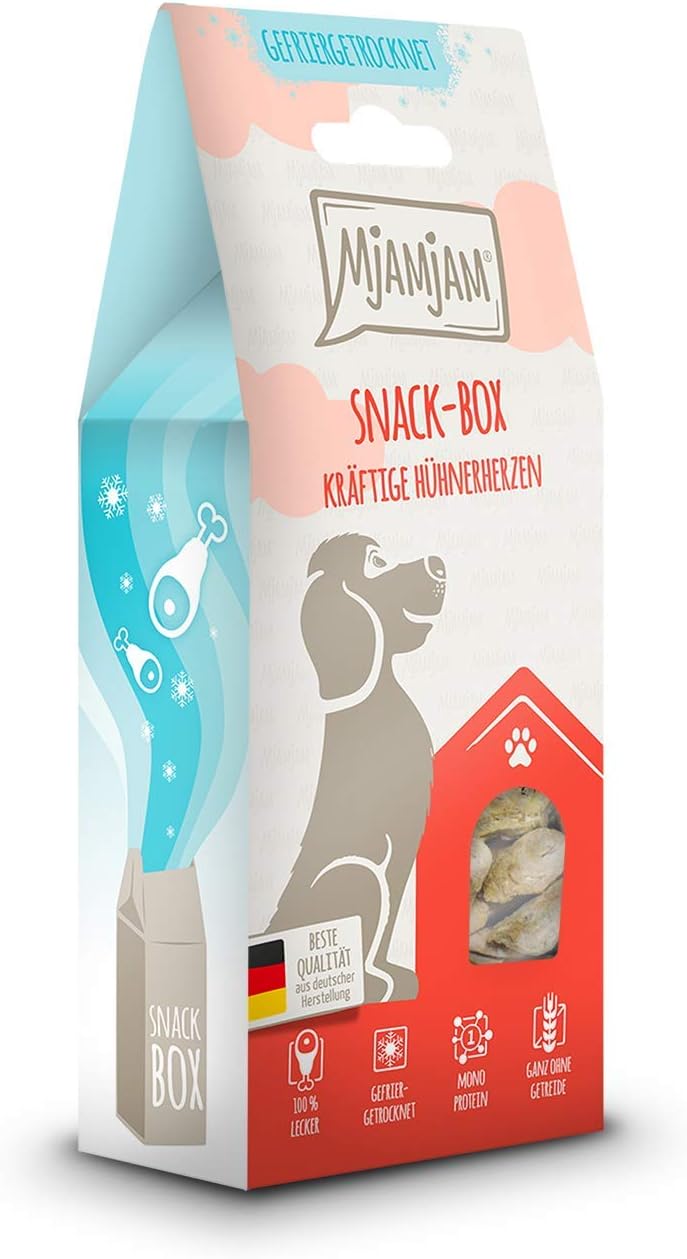 MjAMjAM Snackbox for Dogs, Energetic Chicken Hearts, Genuine, 70 g