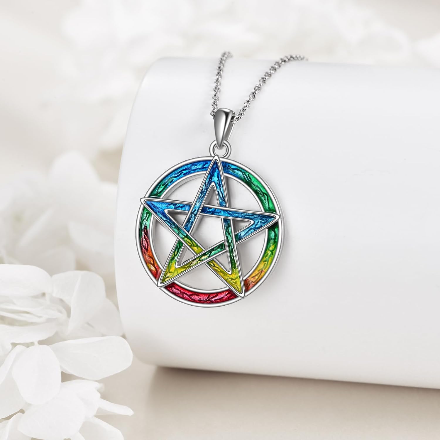 Pentagram Necklace for Women 925 Sterling Silver Pentagram Pendant Necklace Triple Spiral Jewelry Gift - Image 3