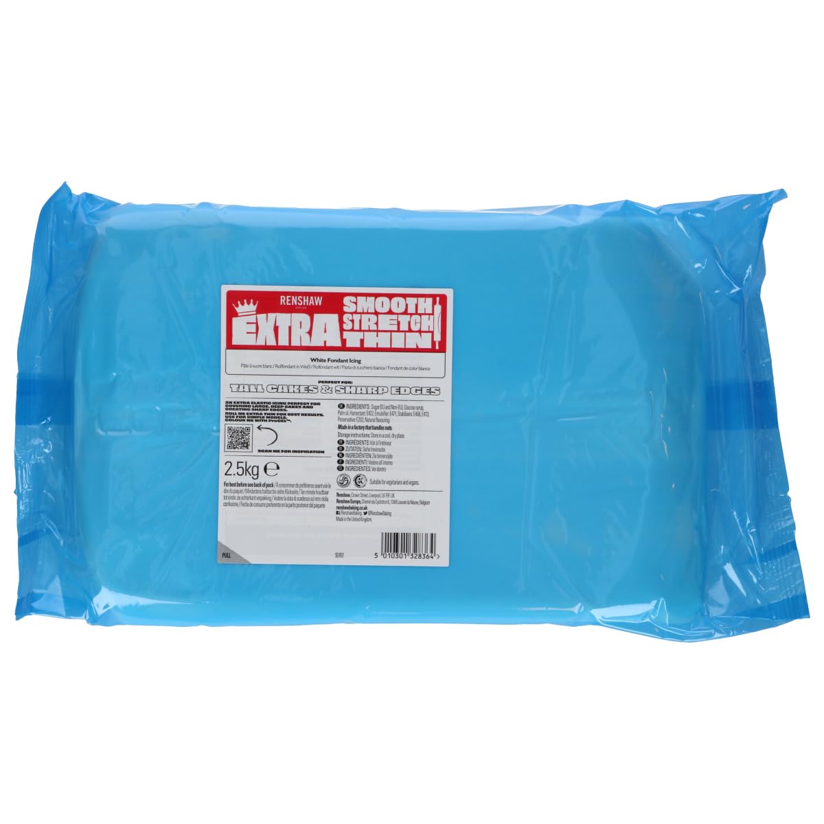 Renshaw Extra Fondant White 5kg - Pasta de Azúcar Extra Elástica con Sabor a Vainilla, Óptima para Cubrir Tartas y Postres - Blanco - 5 kg