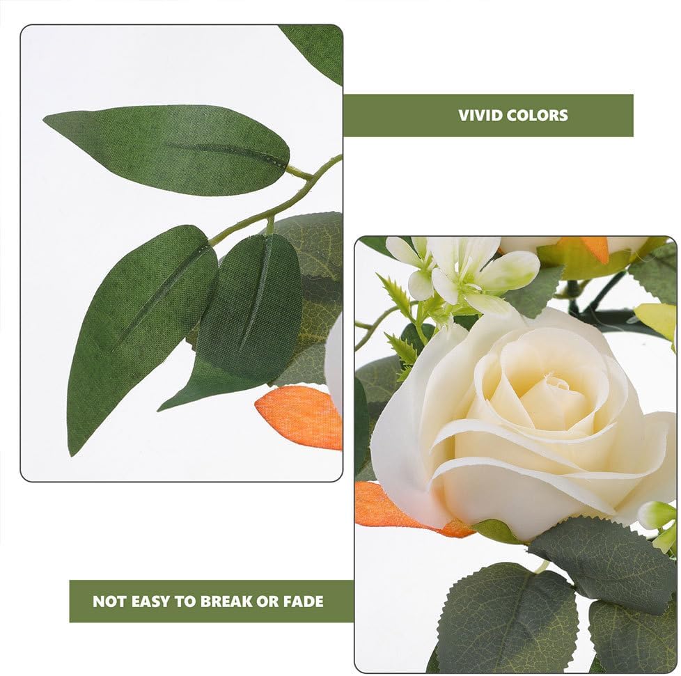 Baluue Artificial Rose Candle Wreath 10.62 Inch Floral Candle Ring Realistic Simulated Flower Tea Light Holder for Wedding Home Table Decoration