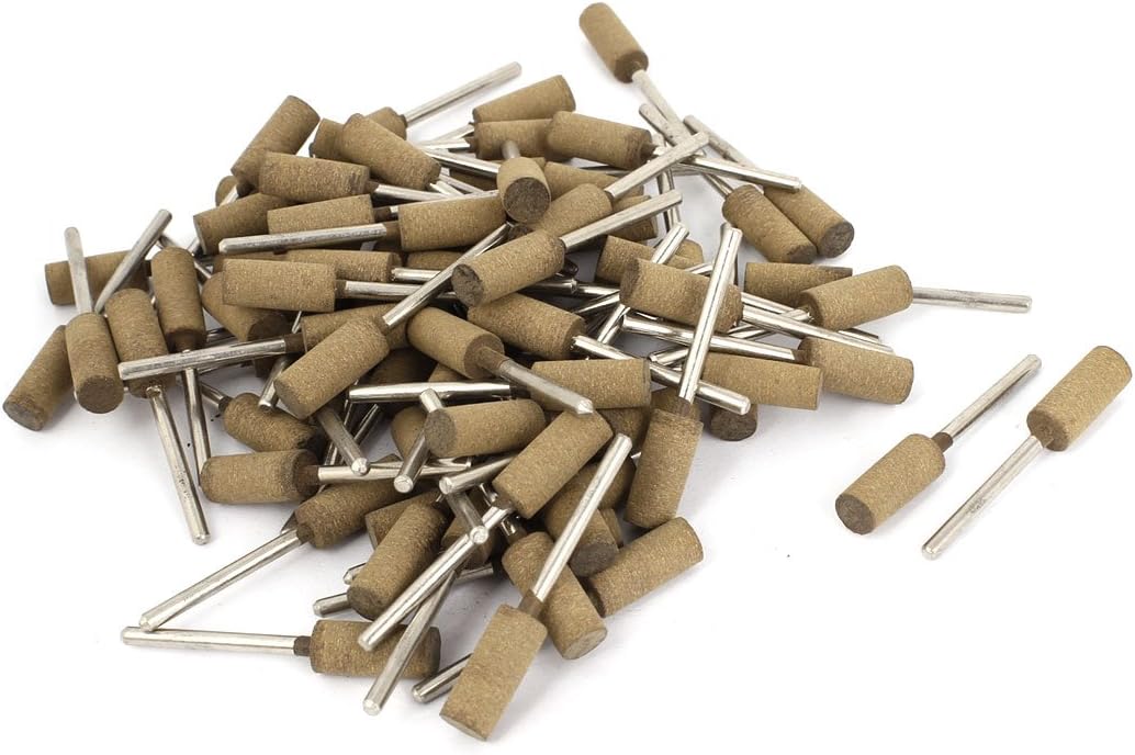 Aexit 3mm Drill Hole Abrasives 8x18mm Cylindrical Head Cow Leather Grinding Mounted Points 100pcs Model:47as176qo484
