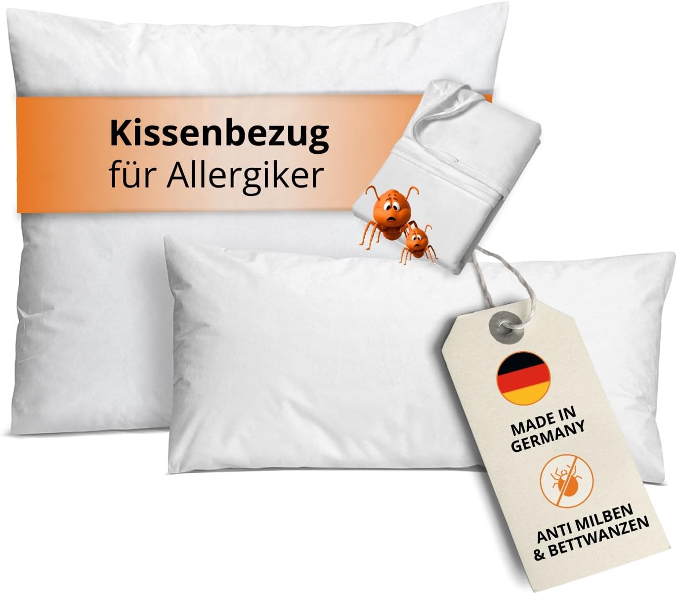 sleepling Komfort 100 Kissenbezug Evolon Encasing Kopfkissen | Milbenbezug | milbenkotdicht | Hausstauballergiker | 95 Grad Kochfest | Made in…