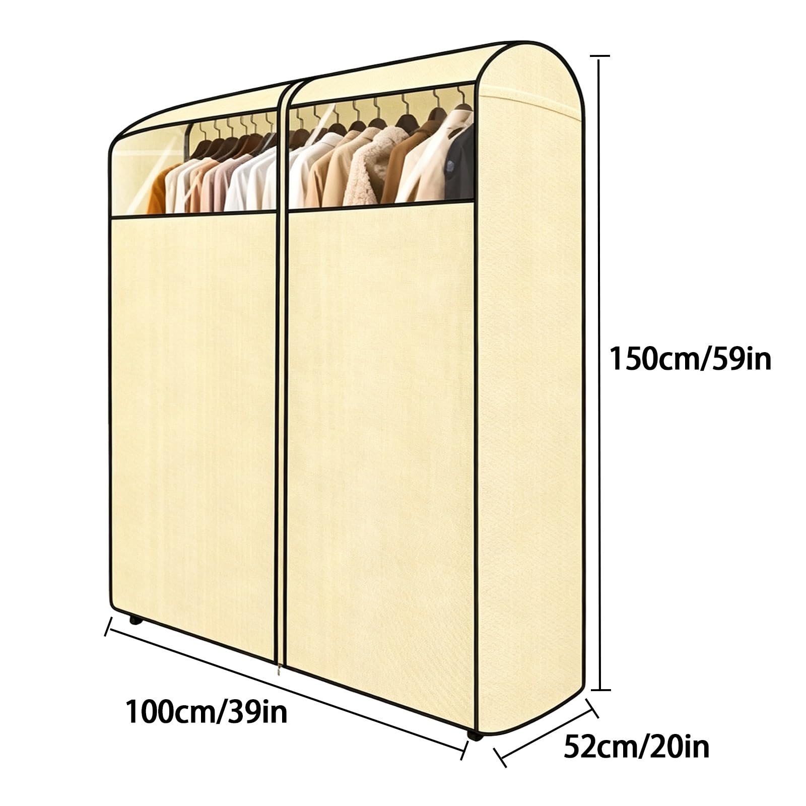 Copri Cappotti da Armadio Copri Appendiabiti Antipolvere e Traspirante | Copertura Appendiabiti Resistente Tessuto non Tessuto Cerniera Rinforzata Qualità Grande Capacità(39x20x59in/100x52x150cm)