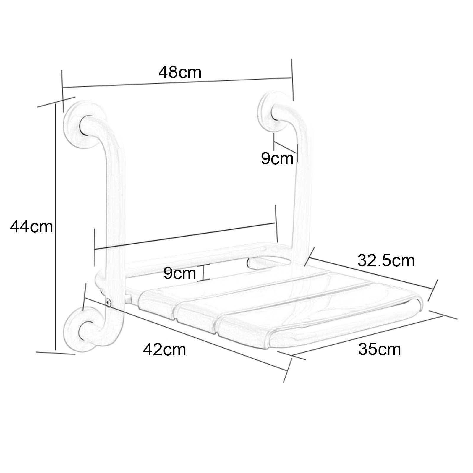 Taburetes de Ducha de Pared Plegables Asiento de Ducha de Pared Antideslizante de Seguridad para Ancianos/discapacitados Banco de Ducha de Acero Inoxidable Máx. 200kg
