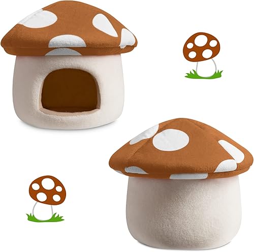 Miniatura 3 de Hollypet Cama para mascotas animales pequeños Cama de cerdo holandés Nido de hámster erizo Rata Chinchilla Guinea Hábitat Mini Hábitat, hongo