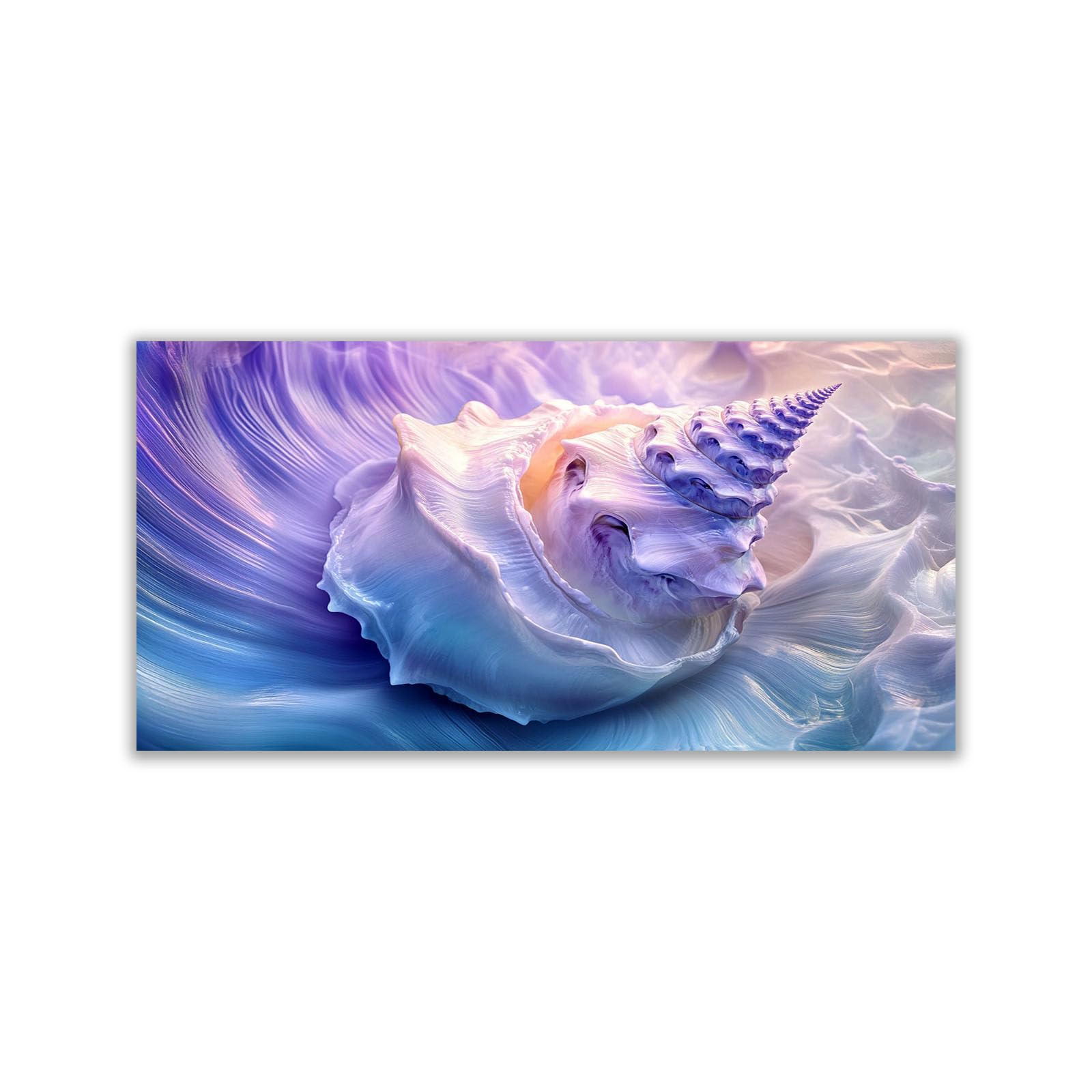 WIKEO Beach Pictures on Canvas Wall Art Abstract Shells Pictures Modern Prints Seaview Landscape Artwork - for Living Room Bedroom Home Office Wall Decoration(Purple 8)-70x140cm Unframed