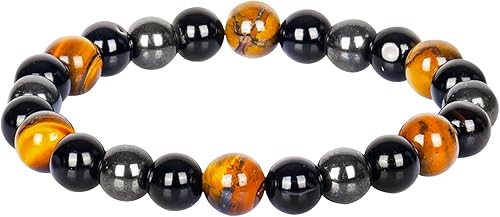 Pulseras - Pulsera de triple protección - Pulsera para mujer - Pulsera para hombre - Obsidiana - Pulseras hechas a mano - Pulsera de hematita -