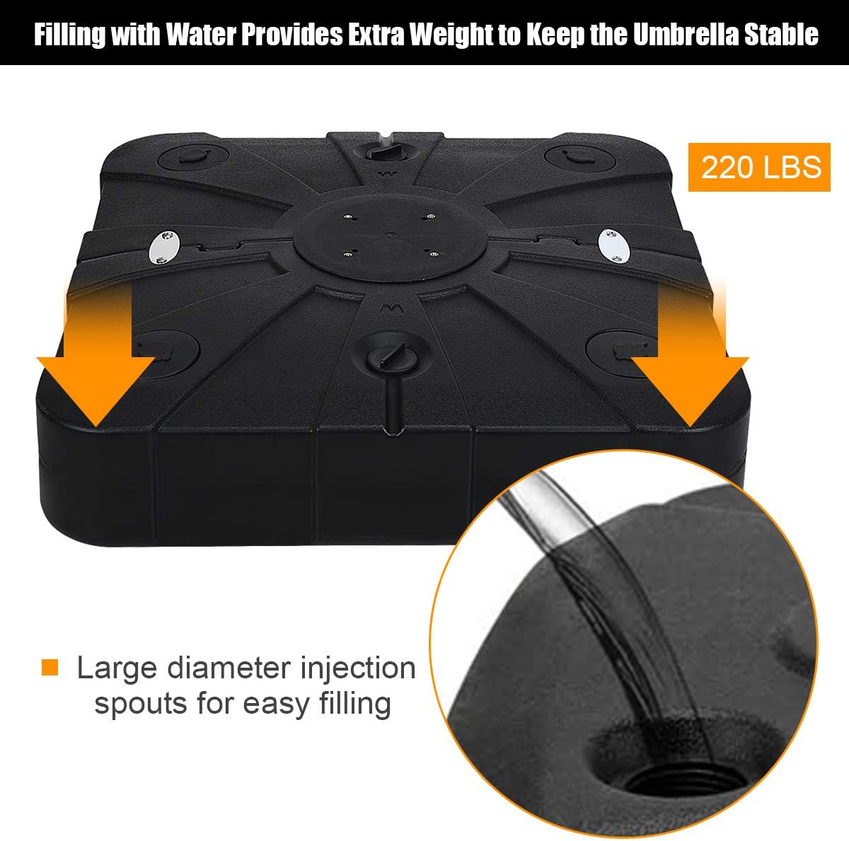 Tangkula Cantilever Offset Patio Umbrella Base Weight Stand with Wheels, 260lbs Wet Sand Filled Weight, Square Heavy Duty Outdoor Umbrella Base Plate w/Crossbar, Umbrella Stand Base