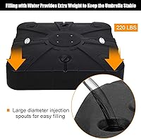 Vista 7 de Tangkula Base de sombrilla de patio con ruedas, peso relleno de arena húmeda de 260 libras, placa base cuadrada resistente para sombrilla con barra