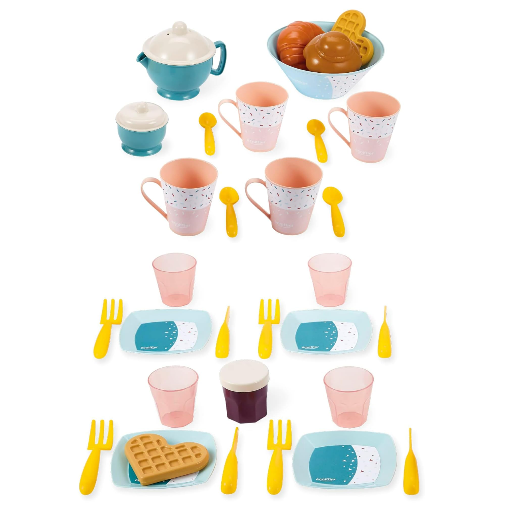 Jouets Ecoiffier - 2759 - Breakfast Set with Elegant Dinner Set (35 Pieces) - Imitation Game for Children from 18 Months - Multi-Coloured