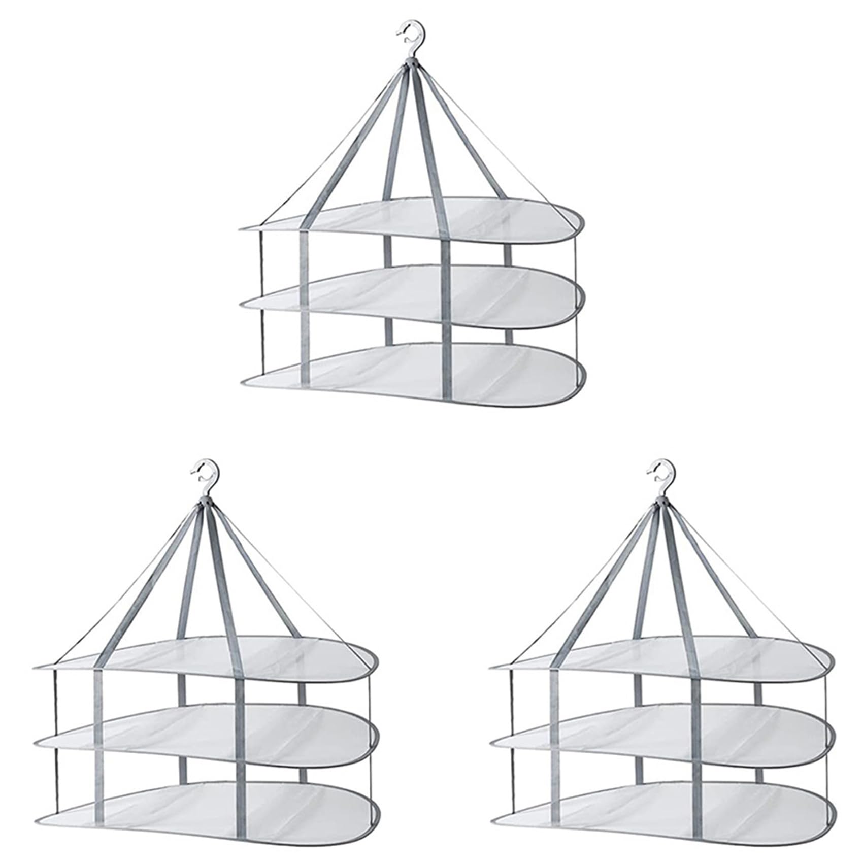 Hndhbfgrt 3X 3-Tier Sweater Drying Rack Hanging Clothes Hanging Dryer Laundry Mesh Drying Rack, Foldable Clothing Dryer Racks