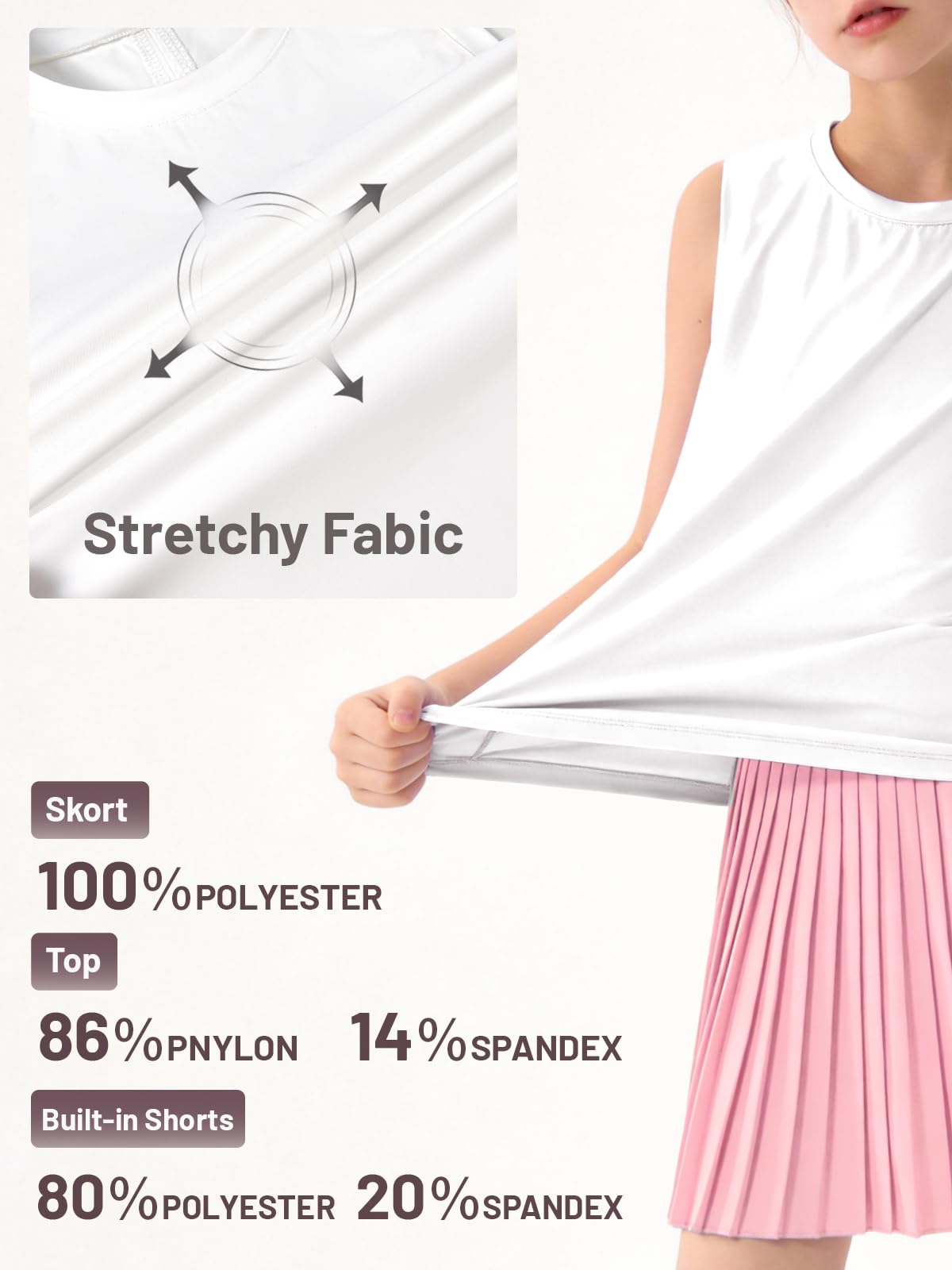 Rolanko 2 Pièces Ensemble pour Filles, Débardeur et Jupe Tenue de Tennis et de Golf D'été Ensemble