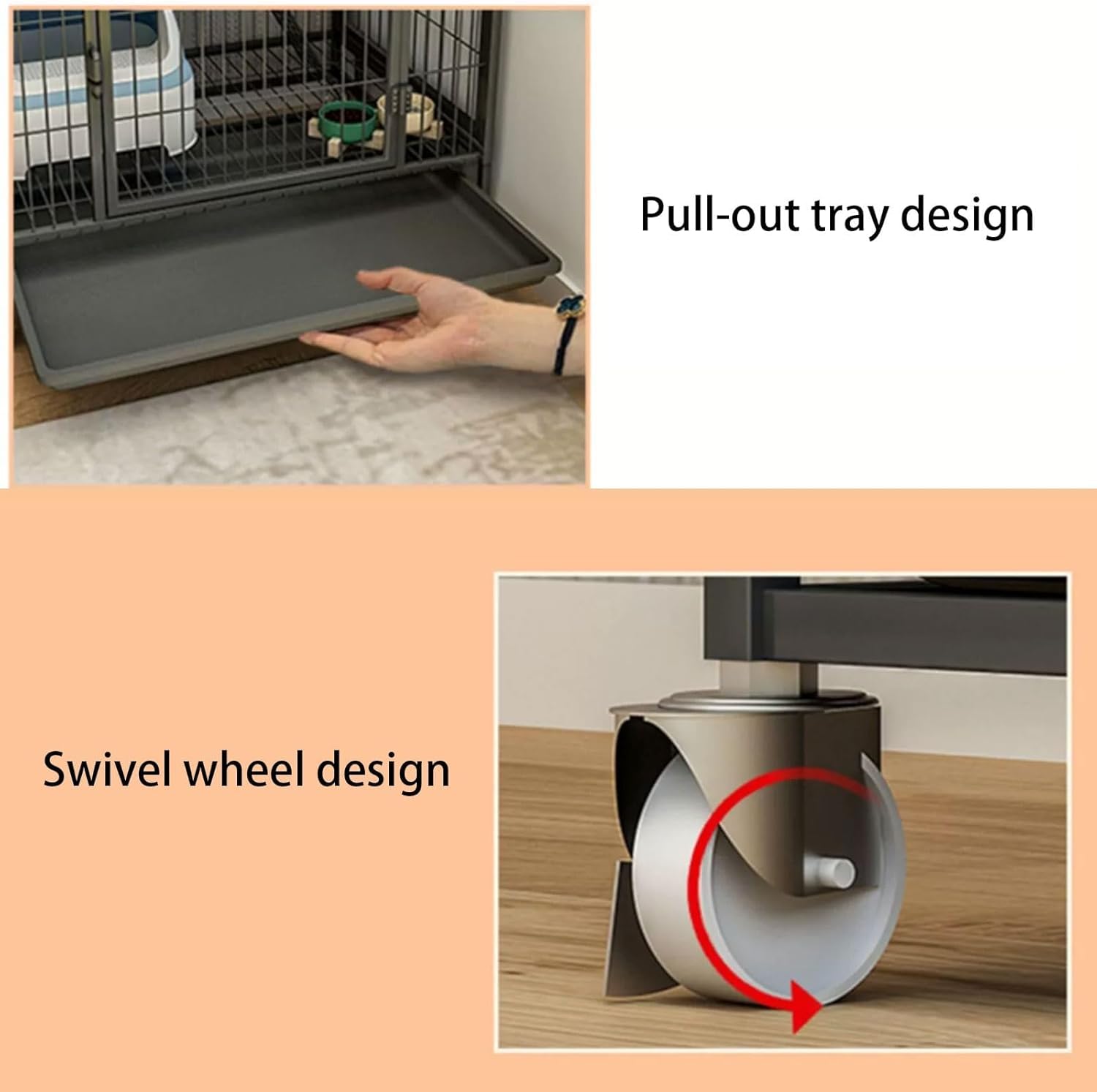 Gabbie per Gatti da Interno Grandi con Lettiera per Due Gatti Gabbia per Furetto per Gattini in Metallo Pieghevole Rotelle Rotanti A 360 ° Recinto per Animali Domestici con, White, B-78 * 54 * 137CM