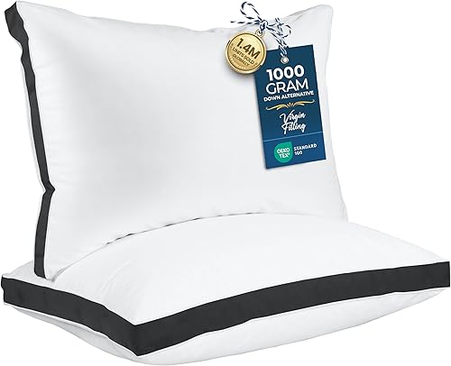 Miniatura 15 de Utopia Bedding - Juego de 2 almohadas para dormir tamaño king (color negro), diseño con calidad de hotel, refrescante y reforzado para dormir