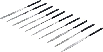 BGS 1920 Straight Diamond File Set, Black/Silver, 140 x 3 mm Set of 10 Pieces