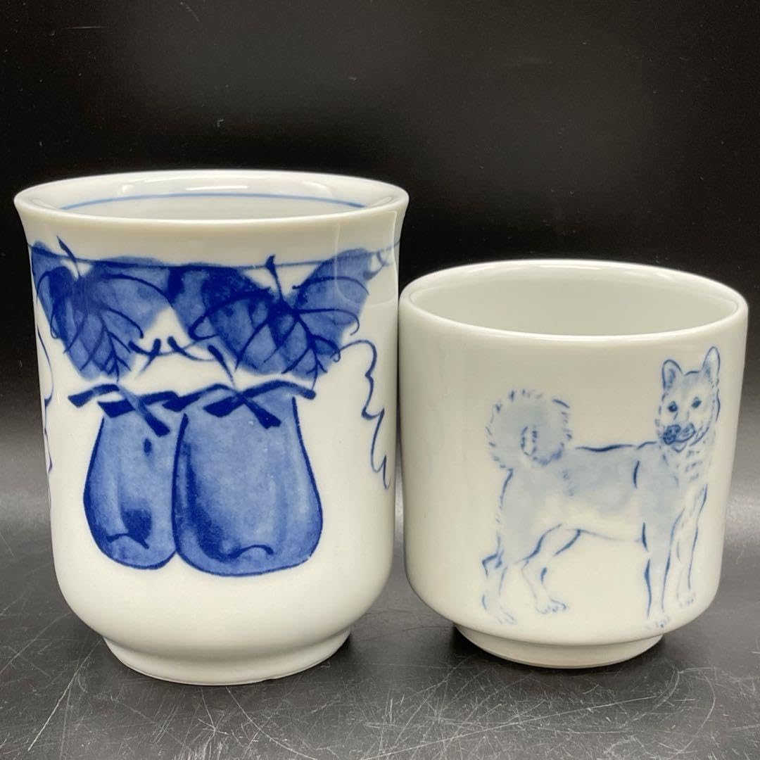 Amazon | c340 砥部焼 湯呑み 2客 廣梅 | ノーブランド品