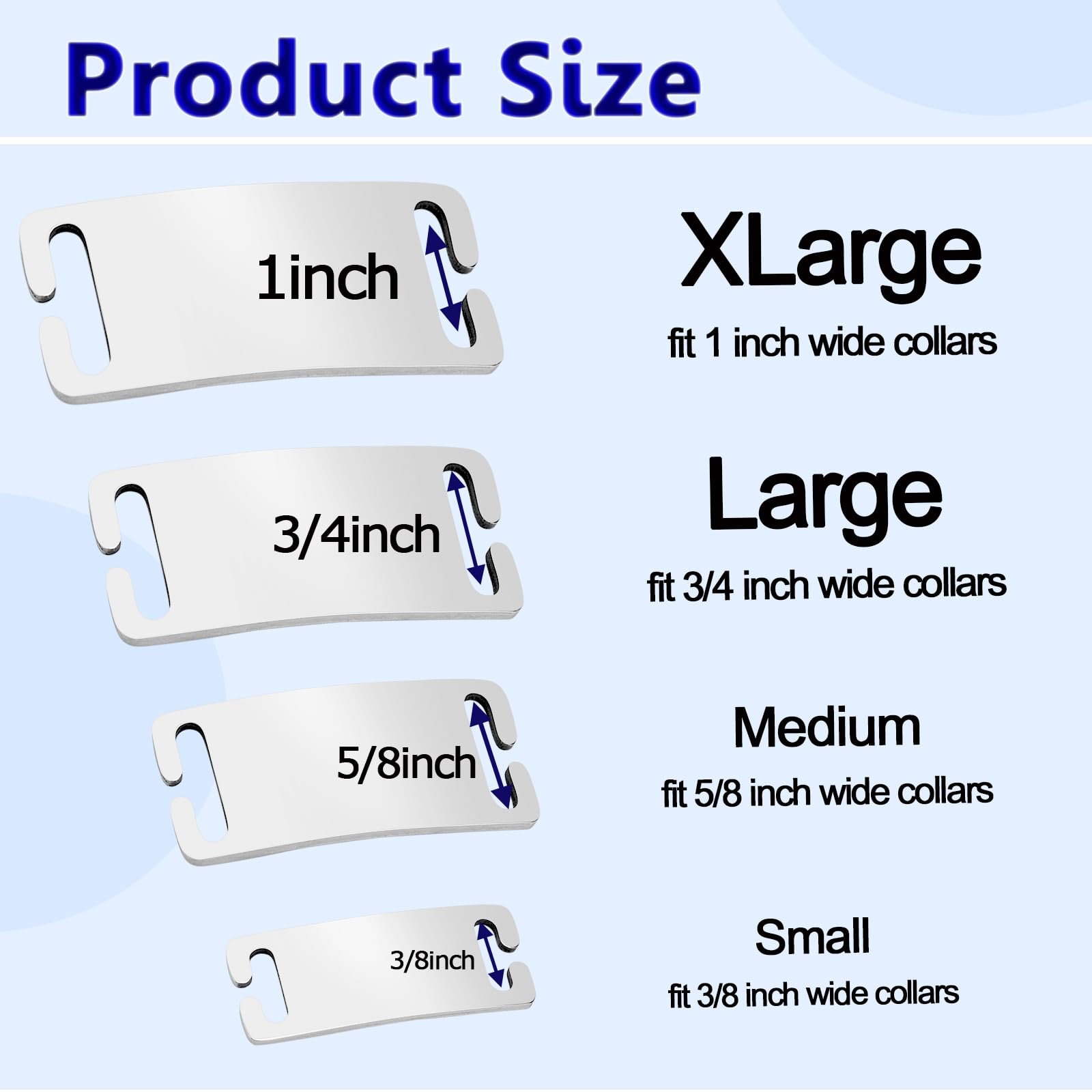 Slide-On Pet ID Tags,Personalized Engraved Dog and Cat Collar Tags,Durable Stainless Steel Boomerang Tags,No Noise,4 Sizes for Large and Small Pets,Curved Glossy Finish Silver,Christmas Gift,Open End