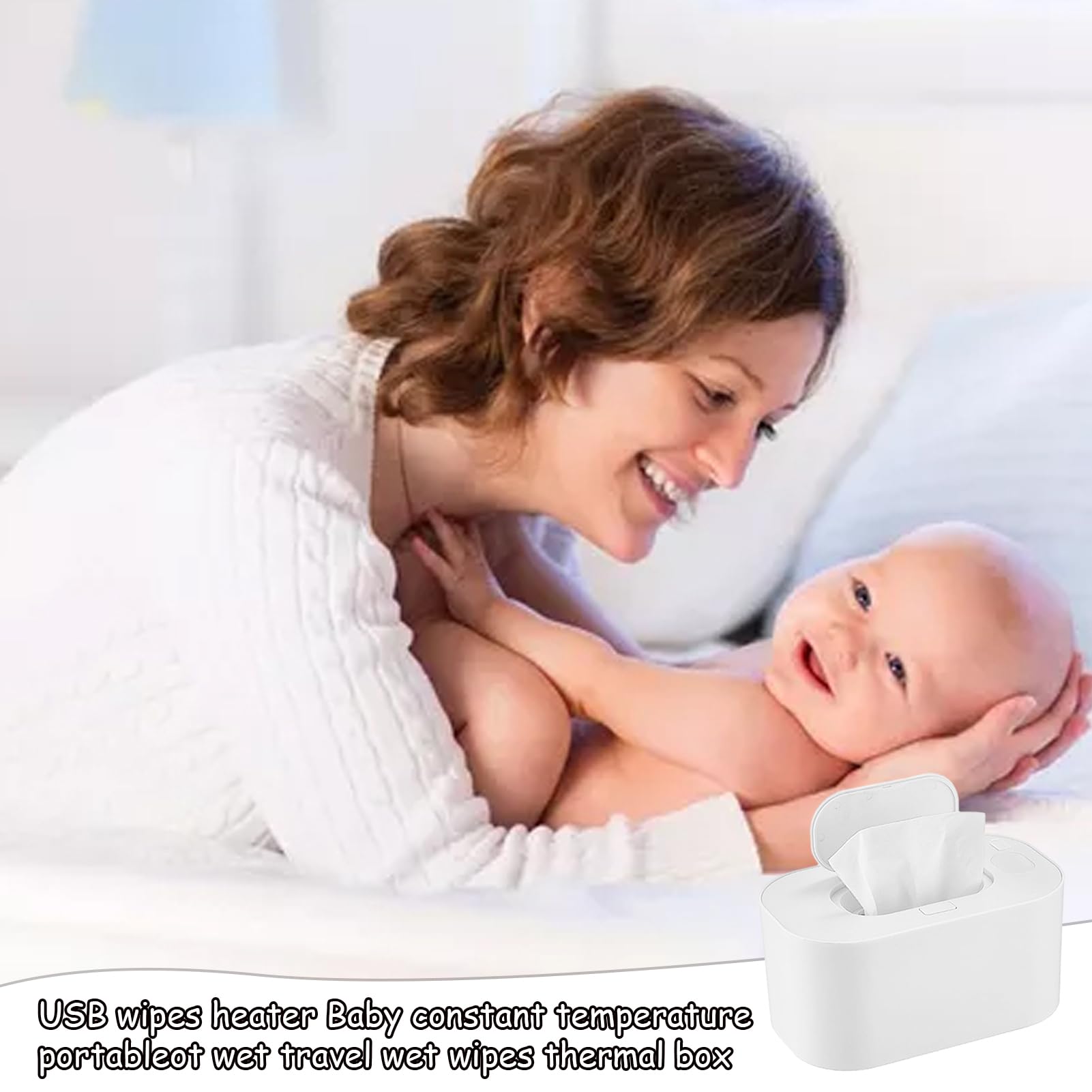 Calentador de toallitas para bebés – Dispensador USB de toallitas húmedas para bebés | Calentador de toallas húmedas USB para bebés para el hogar, la habitación del bebé, los viajes, Blanco