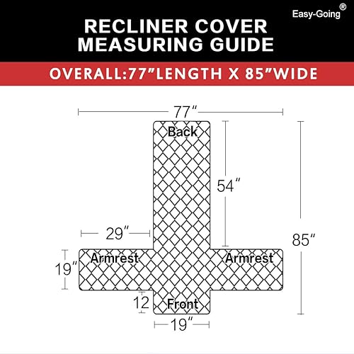 Miniatura 5 de Easy Going - Funda de sillón reclinable reversible, funda para sofá, protector de muebles, resistente al agua, con correas elásticas. Ideal para