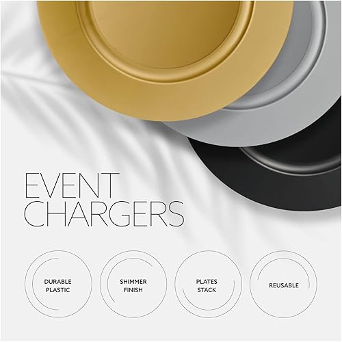 Miniatura 5 de Elegant Disposables Cargadores de fiesta de 13 pulgadas, platos y platos grandes, ideales para fiestas elegantes, bodas, vajilla, ideal para servir