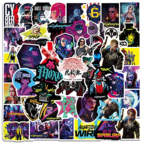 50 PCS Cyber and Punk Aufkleber Cool Cyberpunk Stickers für Laptop Wasserflasche Wagen Motorrad Stoßstange Gepäck Skateboard Graffiti