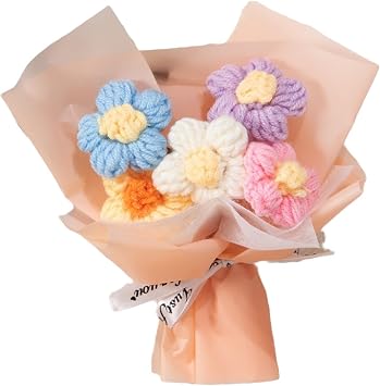 Mini Handwoven Flower Bouquet Decor Completed Flowers Gifts Decoration And Every Detail Reflects Unique Charm Of Handicrafts. Mini Handwoven Flower Bouquet Decor Home Table