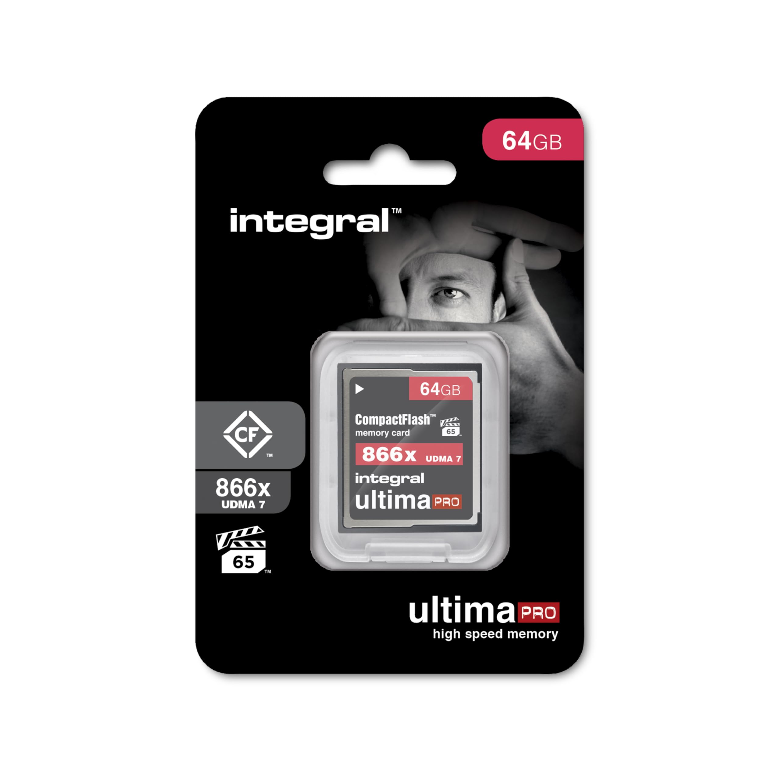CompactFlash 64 GB Speicherkarte UltimaPro 130 MB/s Lesen (866 X), 70 MB/s Schreibgeschwindigkeit VPG-65 UDMA-7 – für Digitalkameras DSLR und Reflex kompatibel, von Integral Memory