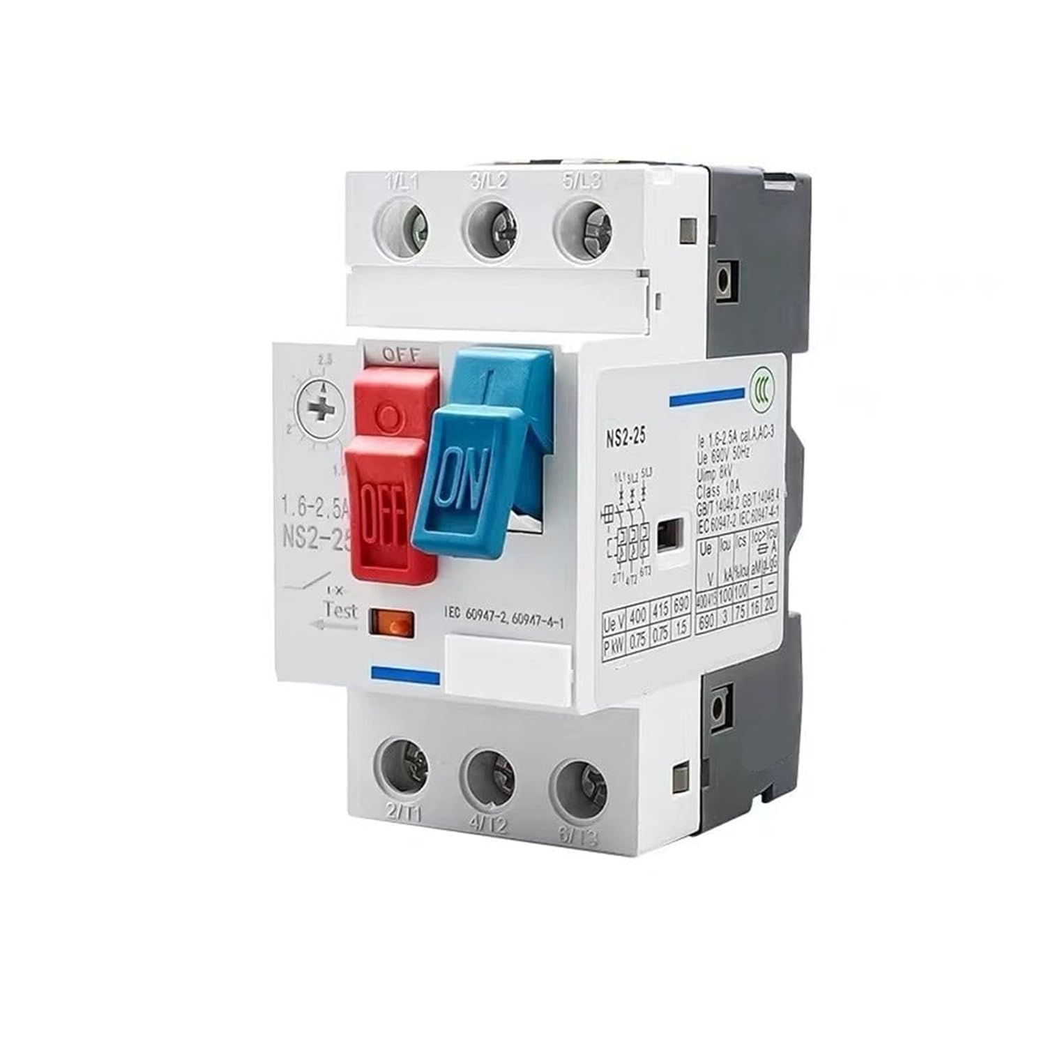 AC Motor Starter NS2-25 0.63-1A Motor Overload Short Circuit Protection Circuit Breaker 4A 63A 10A(NS2-25 20-25A)