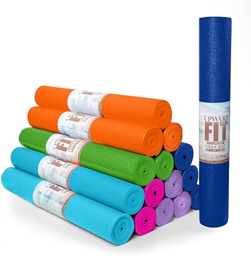 Paquete de 16 tapetes de yoga económicos, de 68 x 24 pulgadas, antideslizantes, de 0.118 in de grosor, tapetes de yoga no tóxicos a granel para