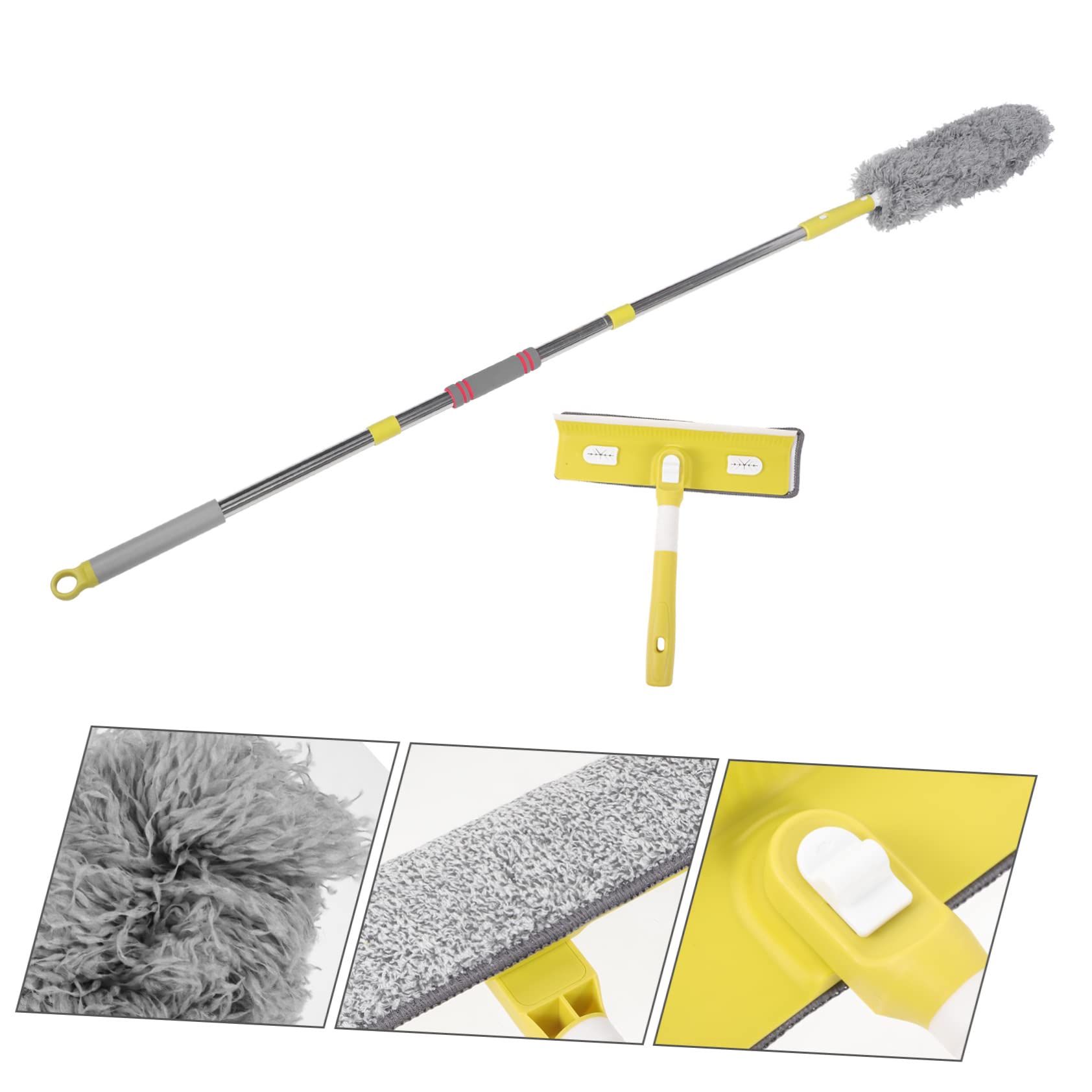 Happyyami 1 Juego Plumero Limpiador De Persianas Kit De Limpieza De Ventanas Varita De Polvo Parabrisas Kit De Limpieza De Alto Alcance Estores Techo Telaraña Fibra Extrafina