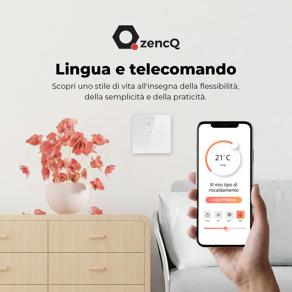 Termostato Smart WIFI, Cronotermostato Ambiente per Elettrico 5–35°C, Riscaldamento a Pavimento Programmabile conTtouchscreen LED, controllo vocale | Compatibile con Alexa, Google Home, Tuya