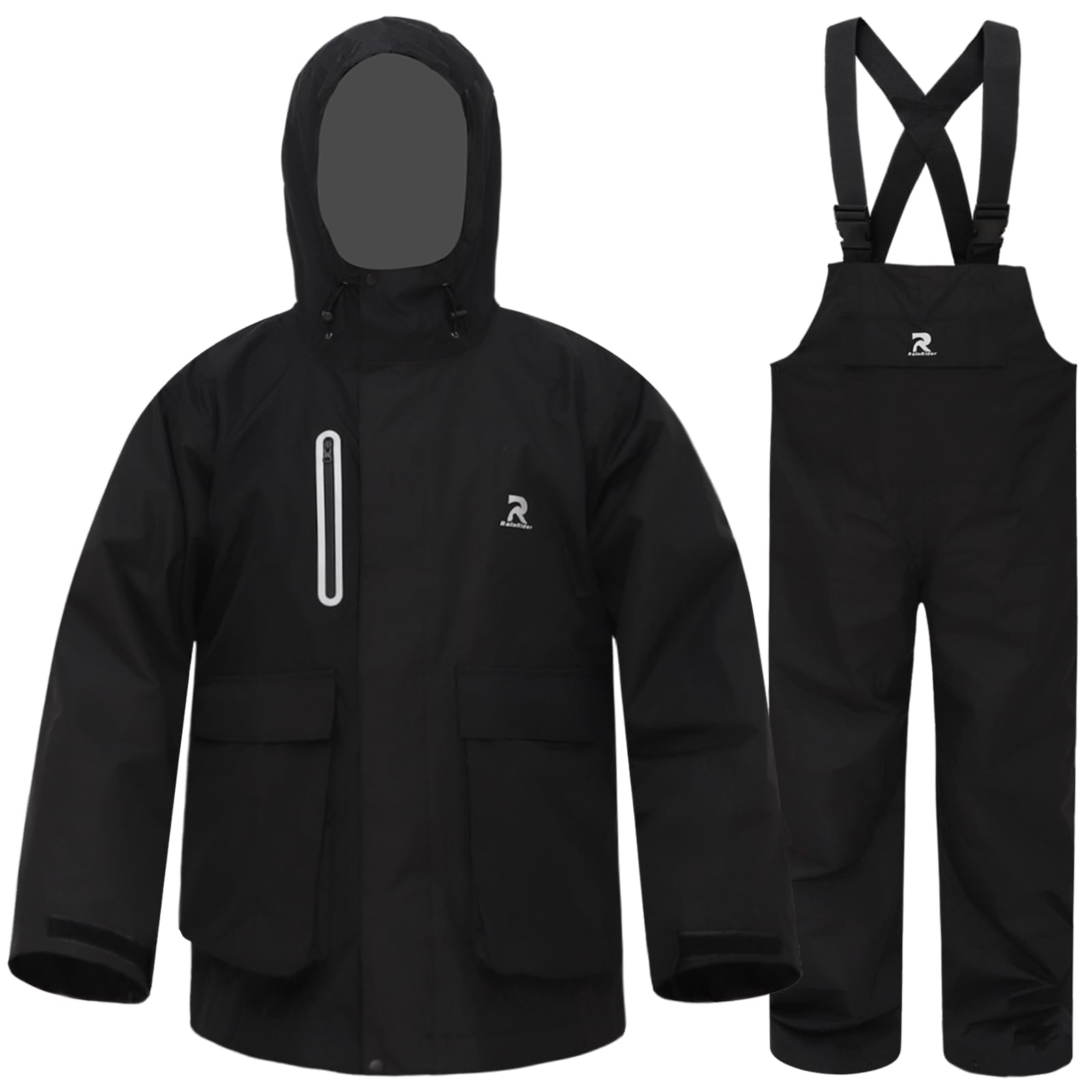 RainRider Rain Suits for Men Women Waterproof Rain Gear Jacket with Bib Pants Foul Weather Gear for Fishing Sailing