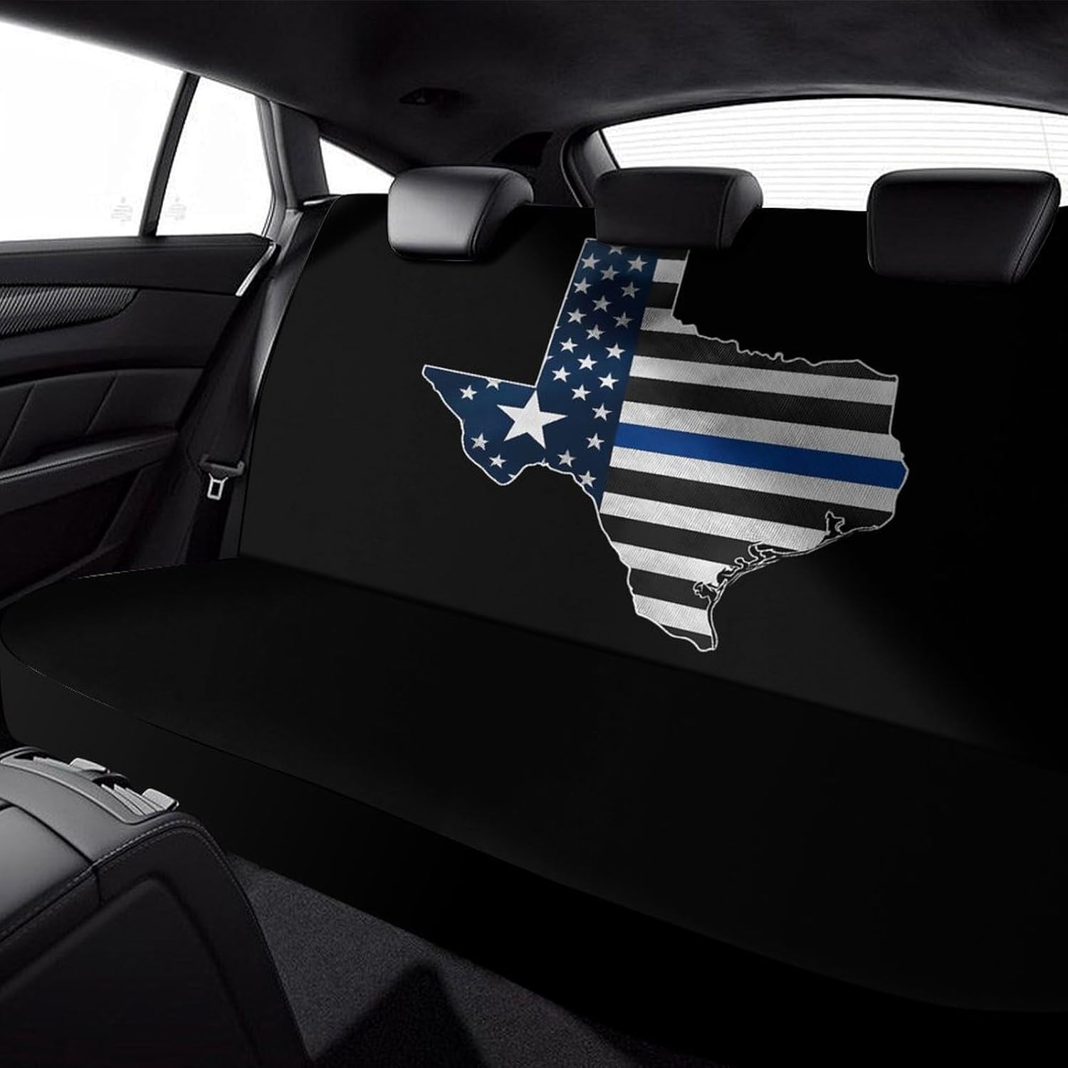 Thin Blue Line USA Flag Texas Map Car Seat Cover for Back Seat Universal Fit Car Seat Protector 120x59x76cm