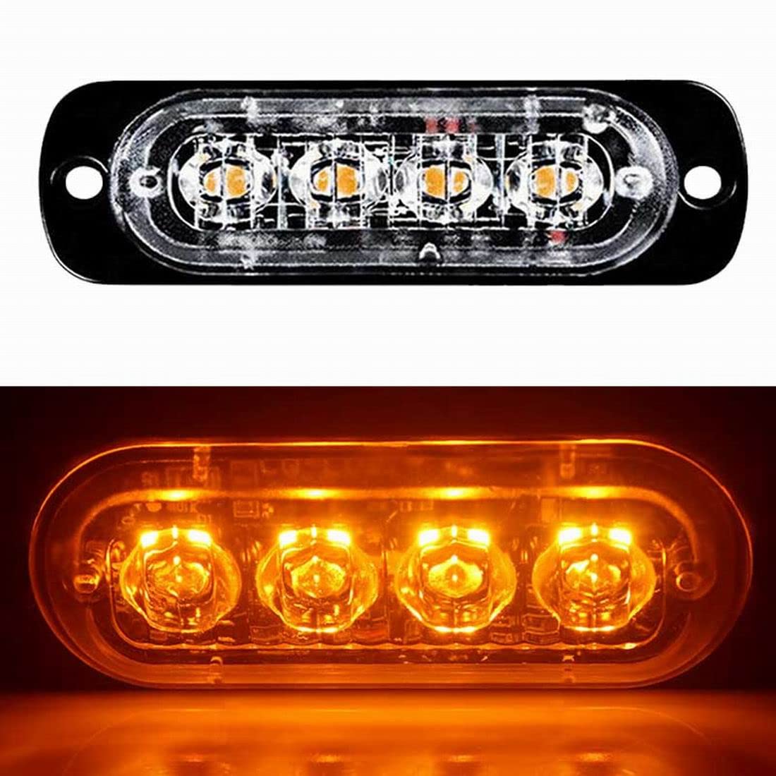 Awaryjne ?wiat?a stroboskopowe do samochodu 4 diody led pasek o?wietleniowy ?ó?ty grill awaria migaj?ce 12 V 24 V do przyczepy do ci??arówki przyczepa kempingowa ?ód? Van zestaw 4 szt.