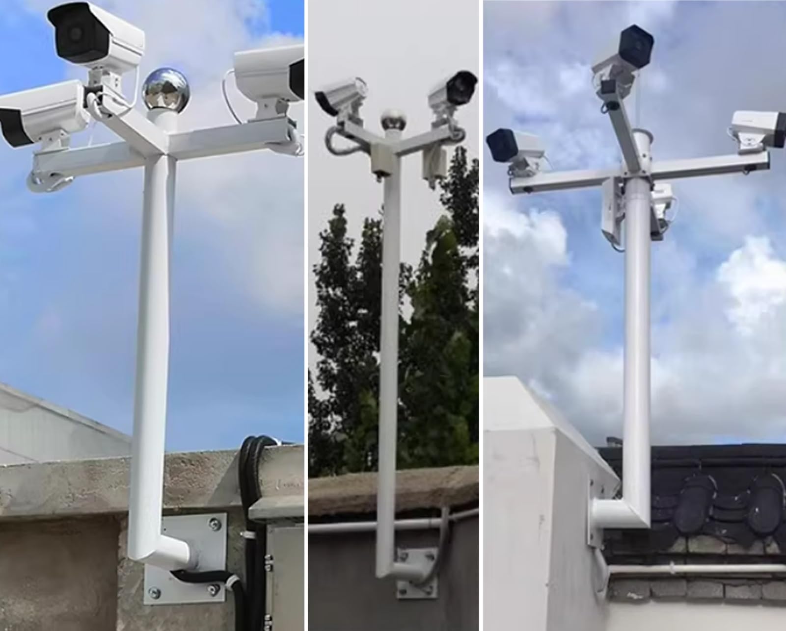 Supporto a parete per telecamera di sicurezza con altezza regolabile e bracci trasversali staccabili per un ampio monitoraggio