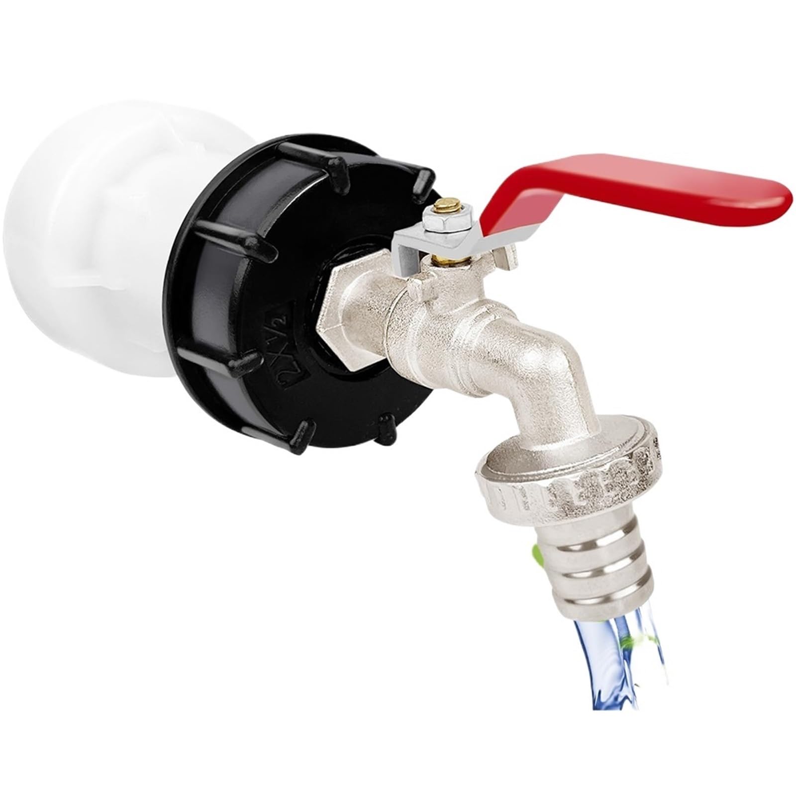 IBC - Adaptador de grifo de tanque -S60X6, rosca gruesa, grifo de conexión rápida para mangueras de 3/4 pulgadas, válvulas de conector de latón (aleación)
