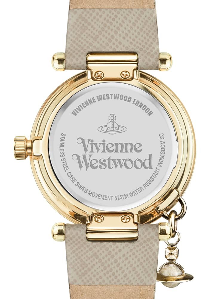 Vivienne Westwood Orb Pop Orologio con Display Analogico al Quarzo da Donna con Cinturino in Pelle e Quadrante Dorato VV006GDCM