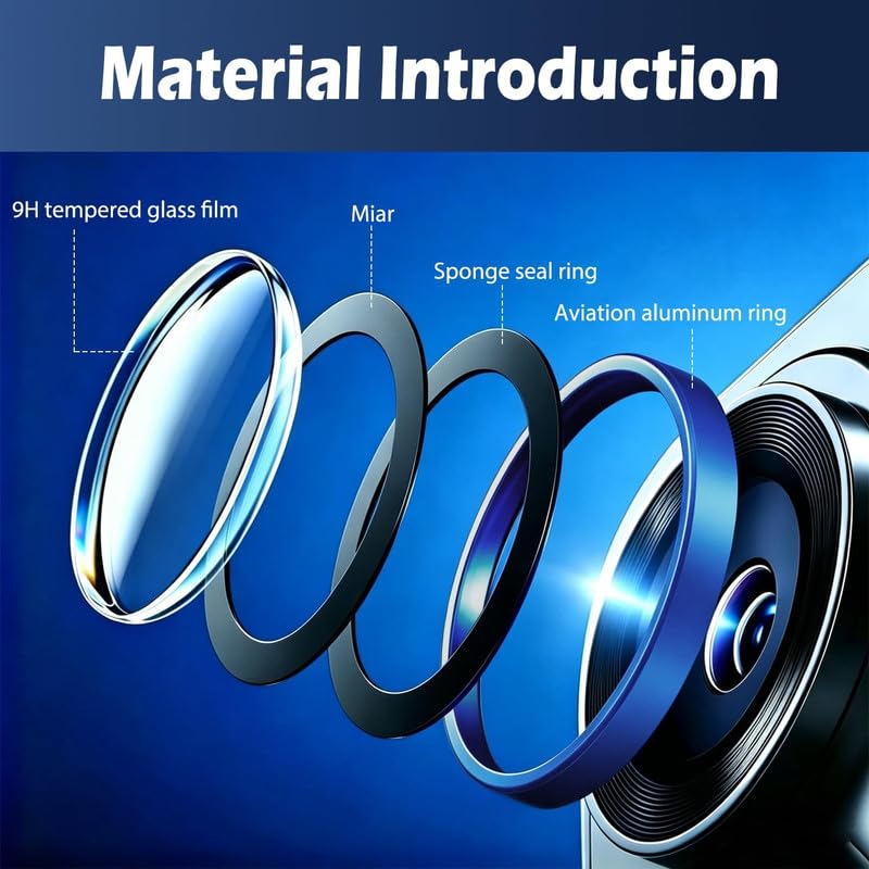 Image of HD+ New Camera Ring Lens Protector Tempered Glass For Vivo S2 5G | 9H Hardness, Full Coverage Camera Metal Ring Ultra-Thin /2PACK,Silver