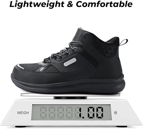 Miniatura 5 de FitVille Botas de trabajo anchas para hombre, puntera compuesta, zapatos de seguridad para el trabajo, botas de trabajo antideslizantes,