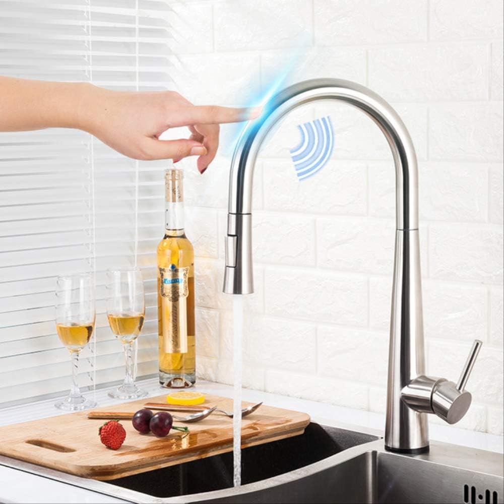 Smart Sensor Touch Control Kitchen Faucets Golden Stainless Steel Mixer