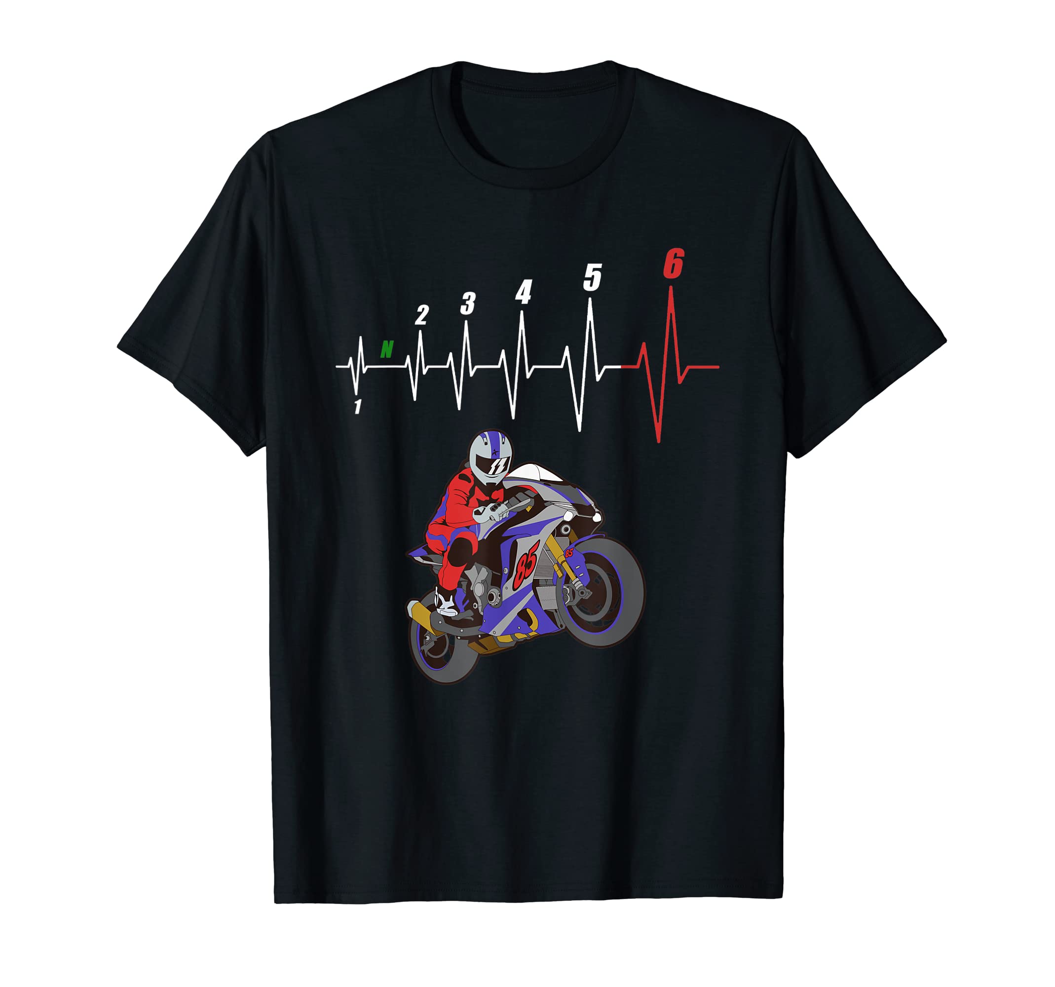 Funny Race BikerMens Ride, Racing Heartbeat, Superbike Motorcycle, Biker Life T-Shirt