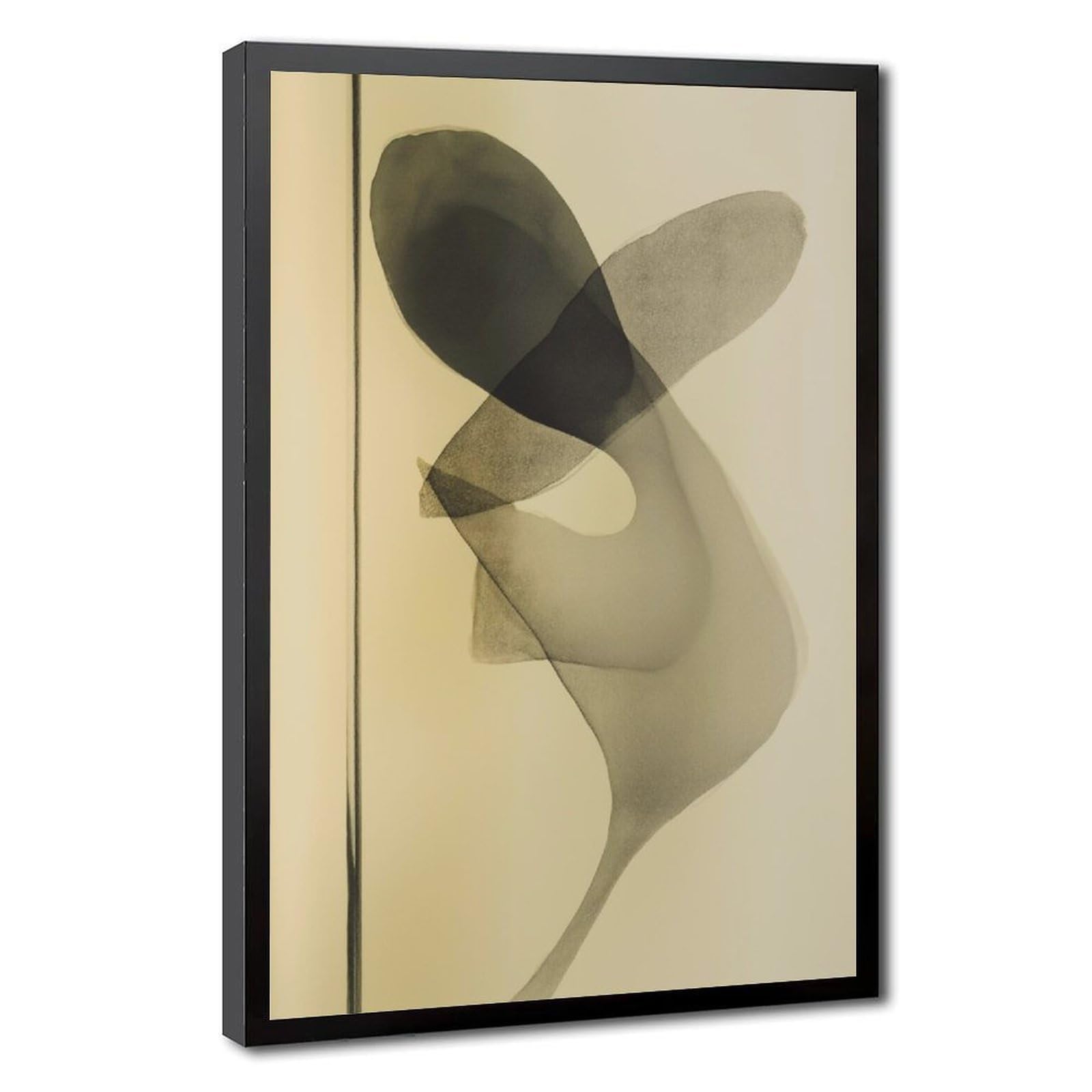 Zguols Black Frame Beige For Eh Abstract And Minimalist Poster 3 Canvas Poster Bedroom Decor Sports Landscape Office Room Decor Gift 24" L X 36" W